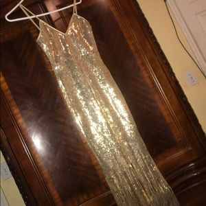 Gold Sequined Dress w/Fringes